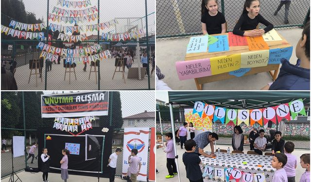 Sakarya'da ilkokul öğrencilerinden Filistin'e destek etkinliği